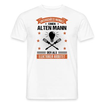 Elektriker Alter Mann Spruch Herren Geschenk - Männer T-Shirt - Weiß - Vorne - AI Model Male 178 dark (178cm)