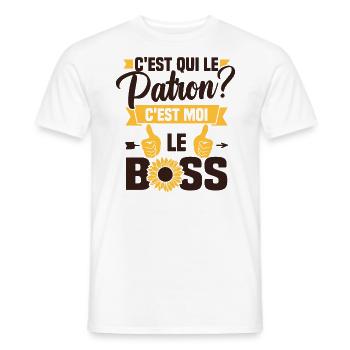 C'est qui le patron c'est moi le boss - T-shirt homme - blanc - Devant - AI Model Male 178 dark (178cm)