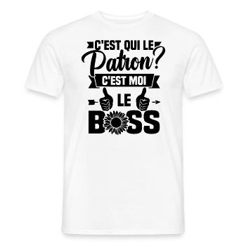 C'est qui le patron c'est moi le boss - T-shirt homme - blanc - Devant - AI Model Male 178 dark (178cm)