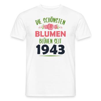 Jahrgang 1943 Blumen Spruch Geburtstag Geschenk - Männer T-Shirt - Weiß - Vorne - AI Model Male 178 dark (178cm)