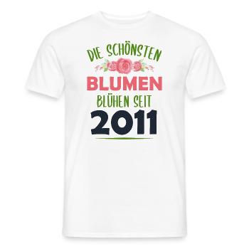 Jahrgang 2011 Blumen Spruch Geburtstag Geschenk - Männer T-Shirt - Weiß - Vorne - AI Model Male 178 dark (178cm)