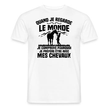 Je préfère être avec mes chevaux - T-shirt homme - blanc - Devant - AI Model Male 178 dark (178cm)