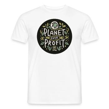 Planet over profit sauver la planète - T-shirt homme - blanc - Devant - AI Model Male 178 dark (178cm)