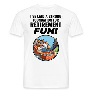 Retired Bricklayer: Retirement Foundations of Fun - Men's T-Shirt - white - Front - AI Model Male 178 dark (178cm)