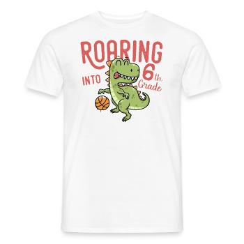 Roaring into 6th Grade Dinosaur Basketball - Men's T-Shirt - white - Front - AI Model Male 178 dark (178cm)