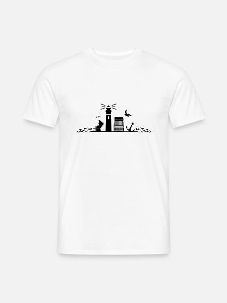 LEUCHTTURM Strandkorb Meer Küste - Männer T-Shirt - Weiß