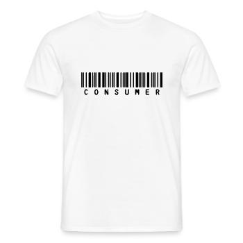 consumer barcode - Heren T-shirt - wit - Voor - AI Model Male 178 dark (178cm)