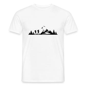 WANDERN Wanderer Mountains Huts Forest - Men's T-Shirt - white - Front - AI Model Male 178 dark (178cm)