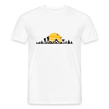 WANDERN Trees Forest Mountains Sun - Men's T-Shirt - white - Front - AI Model Male 178 dark (178cm)