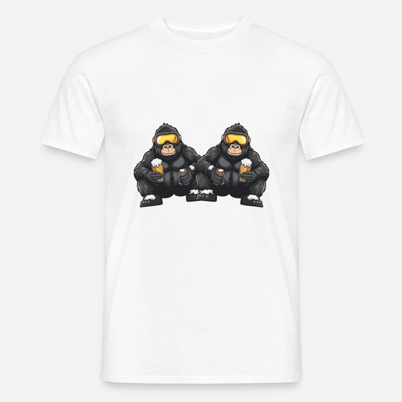 Gorilla Ski Team Bier - Männer T-Shirt - Weiß