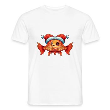 L’équipe de Noël des poissons rouges - T-shirt homme - blanc - Devant - AI Model Male 178 dark (178cm)