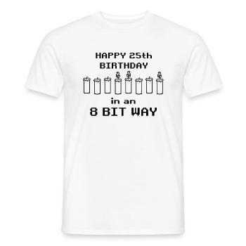 binär Happy Birthday 8bit 25 Geburtstag Nerd Gamer - Männer T-Shirt - Weiß - Vorne - AI Model Male 178 dark (178cm)