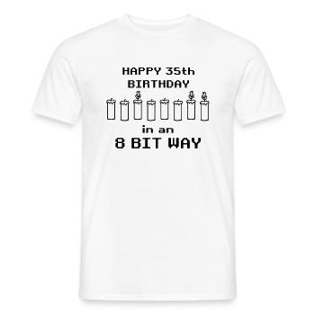 binaire joyeux anniversaire 8bit 35 anniversaire nerd gamer - T-shirt homme - blanc - Devant - AI Model Male 178 dark (178cm)