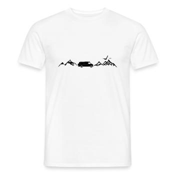 CAMPER BUS RV voiture montagnes - T-shirt homme - blanc - Devant - AI Model Male 178 dark (178cm)