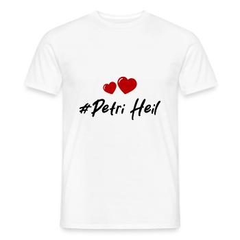 Petri Heil Heart Fishing - Men's T-Shirt - white - Front - AI Model Male 178 dark (178cm)