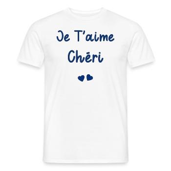 je t'aime Chéri - T-shirt homme - blanc - Devant - AI Model Male 178 dark (178cm)