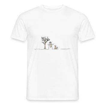 Snow Snowman Dog Stick Throwing Sticks - Men's T-Shirt - white - Front - AI Model Male 178 dark (178cm)