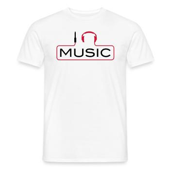 I love music J´aime Music Plug casque le son Bass - T-shirt homme - blanc - Devant - AI Model Male 178 dark (178cm)