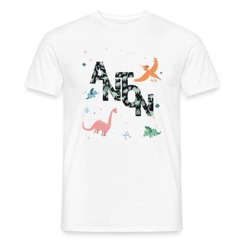 ANTON - Schöner Jungen Name mit Dinosaurier - Männer T-Shirt - Weiß - Vorne - AI Model Male 178 dark (178cm)