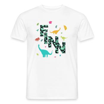 FINN - Schöner Jungen Name mit Dinosaurier - Männer T-Shirt - Weiß - Vorne - AI Model Male 178 dark (178cm)