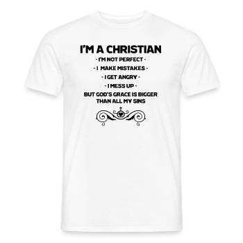 Ich bin ein Christ, nicht perfekt, Christ, Glaube - Männer T-Shirt - Weiß - Vorne - AI Model Male 178 dark (178cm)