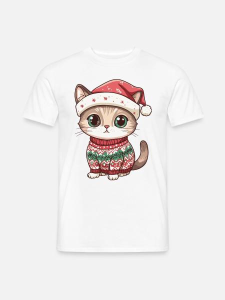 Cat Christmas Comic - Men's T-Shirt - white