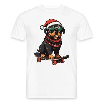 Rottweiler Hund Weihnachten Skateboard - Männer T-Shirt - Weiß - Vorne - AI Model Male 178 dark (178cm)