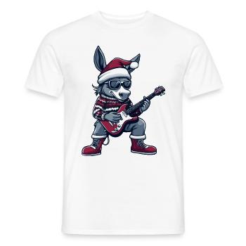 Guitare Rocker Donkey Christmas - T-shirt homme - blanc - Devant - AI Model Male 178 dark (178cm)