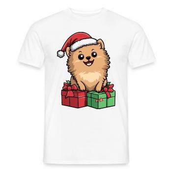 Cadeaux de Noël pour chien de Poméranie - T-shirt homme - blanc - Devant - AI Model Male 178 dark (178cm)