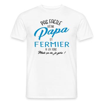 Papa et fermier - T-shirt homme - blanc - Devant - AI Model Male 178 dark (178cm)