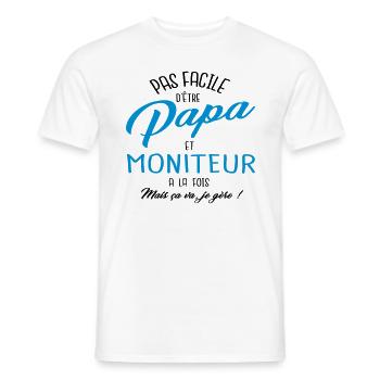 Papa et moniteur - T-shirt homme - blanc - Devant - AI Model Male 178 dark (178cm)
