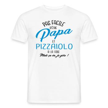 Papa et pizzaiolo - T-shirt homme - blanc - Devant - AI Model Male 178 dark (178cm)