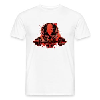 dumbbell skull - Men's T-Shirt - white - Front - AI Model Male 178 dark (178cm)
