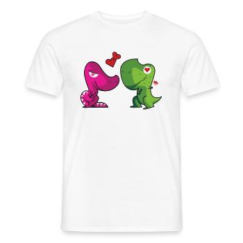 dinosaurier paar verliebt - Männer T-Shirt - Weiß - Vorne - AI Model Male 178 dark (178cm)