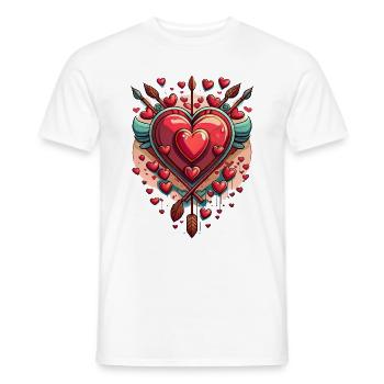 Saint-Valentin : Cœur avec des ailes et des flèches - T-shirt homme - blanc - Devant - AI Model Male 178 dark (178cm)