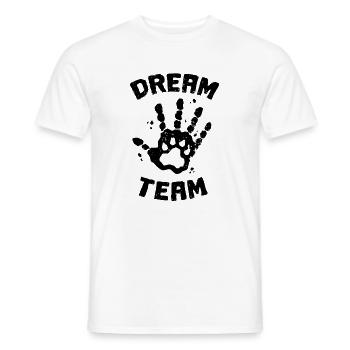 DREAM TEAM Hund Mensch Pfote Hand Liebe Geschenk - Männer T-Shirt - Weiß - Vorne - AI Model Male 178 dark (178cm)