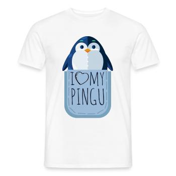 I love my Pingu Pinguin Brusttasche - Männer T-Shirt - Weiß - Vorne - AI Model Male 178 dark (178cm)