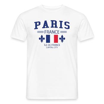 Paris - T-shirt homme - blanc - Devant - AI Model Male 178 dark (178cm)