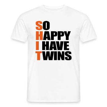 So Happy I Have Twins Funny Pregnancy Maternity - Men's T-Shirt - white - Front - AI Model Male 178 dark (178cm)