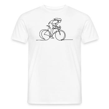 Bike in line drawing - LINE ART - Sport Cyclist - Men's T-Shirt - white - Front - AI Model Male 178 dark (178cm)