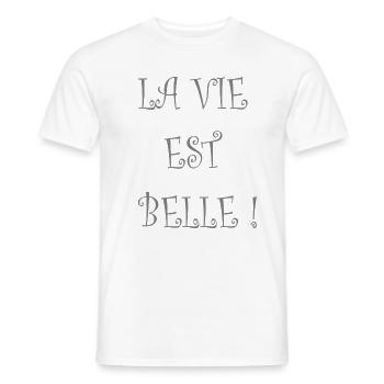 La vie est belle - T-shirt homme - blanc - Devant - AI Model Male 178 dark (178cm)