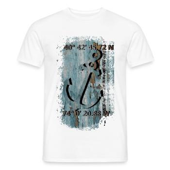 Anchor with coordinates - Men's T-Shirt - white - Front - AI Model Male 178 dark (178cm)