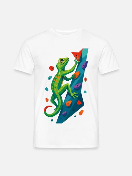 Bouldern Gecko Klettertier Klettern Echse Geschenk - Männer T-Shirt - Weiß