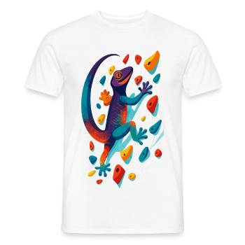 Cadeau de lézard grimpeur de gecko escaladeur de bloc - T-shirt homme - blanc - Devant - AI Model Male 178 dark (178cm)