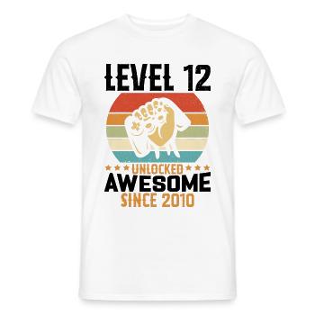 Niveau 12 An Débloqué Gaming Cadeau Anniversaire - T-shirt homme - blanc - Devant - AI Model Male 178 dark (178cm)