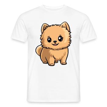 Zwergspitz Hund Comic Niedlich Pomeranian - Männer T-Shirt - Weiß - Vorne - AI Model Male 178 dark (178cm)