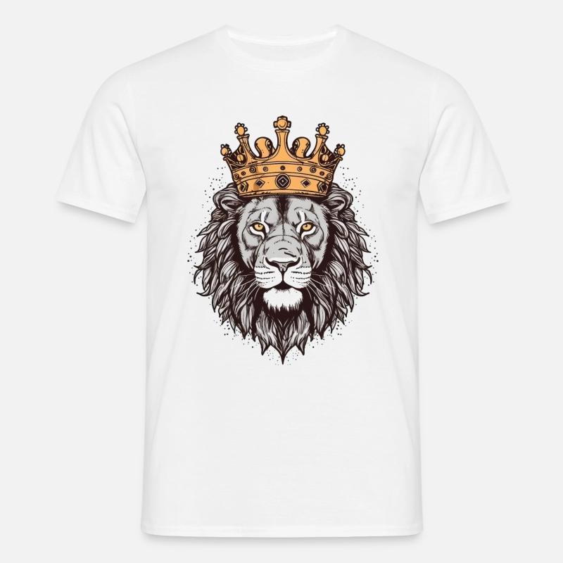 Löwe mit Krone - Männer T-Shirt - Weiß