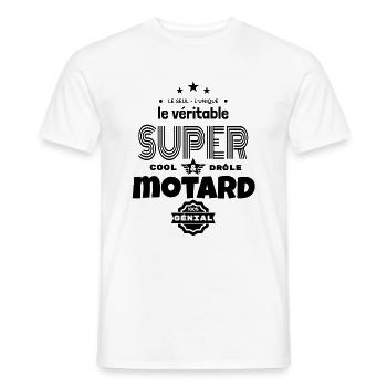 super motard 100% génial humour - T-shirt homme - blanc - Devant - AI Model Male 178 dark (178cm)
