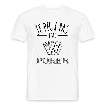 je peux pas j’ai poker humour jeu de cartes - T-shirt homme - blanc - Devant - AI Model Male 178 dark (178cm)