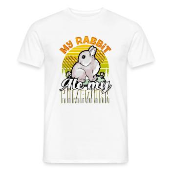 Sarkastisches Geschenk Mein Kaninchen aß meine Hausaufgaben Schule - Männer T-Shirt - Weiß - Vorne - AI Model Male 178 dark (178cm)